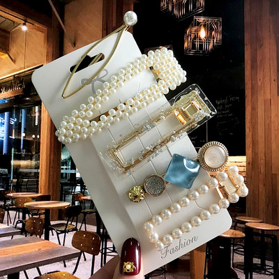 Barrete acrilice Seturi de agrafe de păr cu perle Agrafe de păr geometrice de modă Accesorii de păr Cochiră de păr Fată Agrafă Bobby