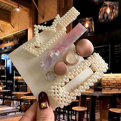 Barrete acrilice Seturi de agrafe de păr cu perle Agrafe de păr geometrice de modă Accesorii de păr Cochiră de păr Fată Agrafă Bobby