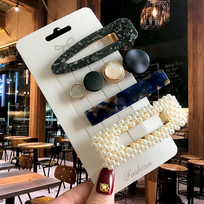 Barrete acrilice Seturi de agrafe de păr cu perle Agrafe de păr geometrice de modă Accesorii de păr Cochiră de păr Fată Agrafă Bobby