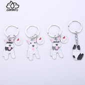 Gwwfs New Schnauzer Breloc pentru mașină Breloc alb-negru, gri, culoare, prieten, breloc animal, metal, bijuterii pentru bărbați, cadou pentru cuplu