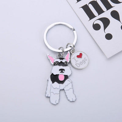 Gwwfs New Schnauzer Breloc pentru mașină Breloc alb-negru, gri, culoare, prieten, breloc animal, metal, bijuterii pentru bărbați, cadou pentru cuplu