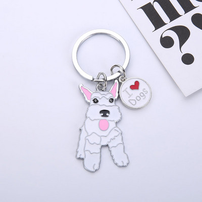 Gwwfs New Schnauzer Breloc pentru mașină Breloc alb-negru, gri, culoare, prieten, breloc animal, metal, bijuterii pentru bărbați, cadou pentru cuplu