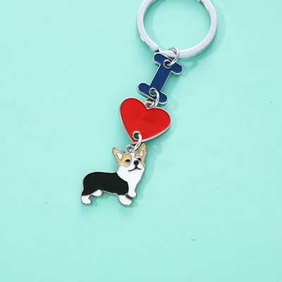 Cute Pet Dog Kulcstartó szerelmes szív Kutya macska Kulcstartó táska Bűbájok Kulcstartók Love my dog medál kulcstartó Ajándékok