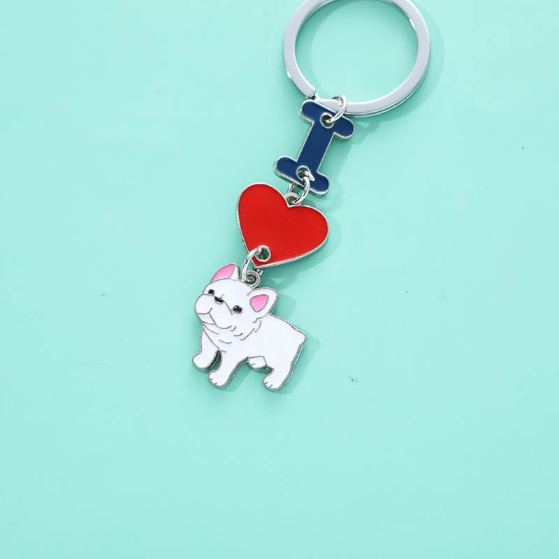 Cute Pet Dog Kulcstartó szerelmes szív Kutya macska Kulcstartó táska Bűbájok Kulcstartók Love my dog medál kulcstartó Ajándékok