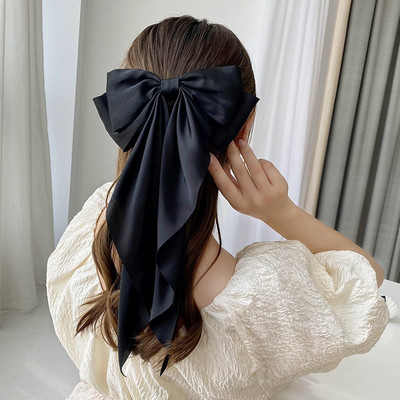 Bow Ribbon Hairpin Hair Clip New Women Bowknot Barrettes Women Solid Stain Spring Ponytail Clip Hair Accessories Headwear Gift