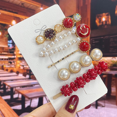 Комплект от 3/5 бр. Нови кристални щипки за коса за жени Модни шноли за коса Модерни геометрични фиби Шапки Модни аксесоари за коса