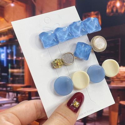 Комплект от 3/5 бр. Нови кристални щипки за коса за жени Модни шноли за коса Модерни геометрични фиби Шапки Модни аксесоари за коса