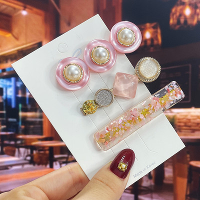 Комплект от 3/5 бр. Нови кристални щипки за коса за жени Модни шноли за коса Модерни геометрични фиби Шапки Модни аксесоари за коса