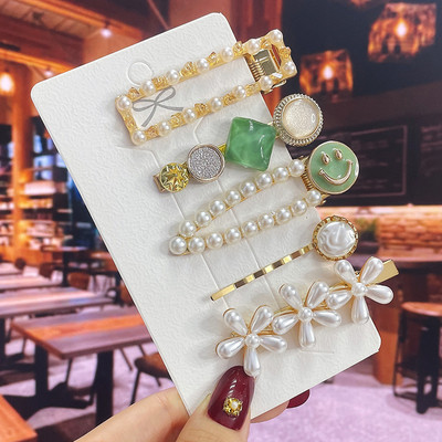 Комплект от 3/5 бр. Нови кристални щипки за коса за жени Модни шноли за коса Модерни геометрични фиби Шапки Модни аксесоари за коса