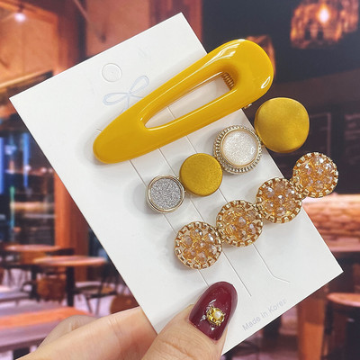 Комплект от 3/5 бр. Нови кристални щипки за коса за жени Модни шноли за коса Модерни геометрични фиби Шапки Модни аксесоари за коса