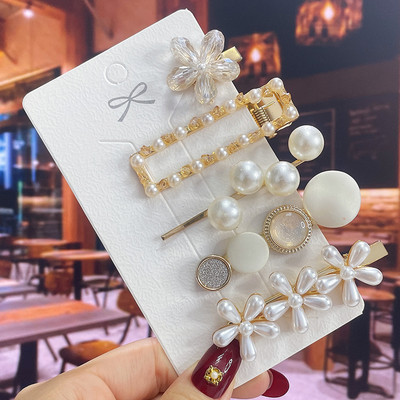 Комплект от 3/5 бр. Нови кристални щипки за коса за жени Модни шноли за коса Модерни геометрични фиби Шапки Модни аксесоари за коса