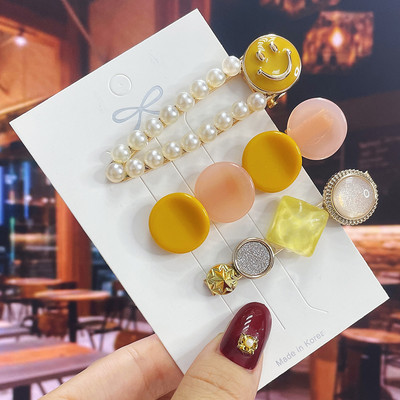 Комплект от 3/5 бр. Нови кристални щипки за коса за жени Модни шноли за коса Модерни геометрични фиби Шапки Модни аксесоари за коса