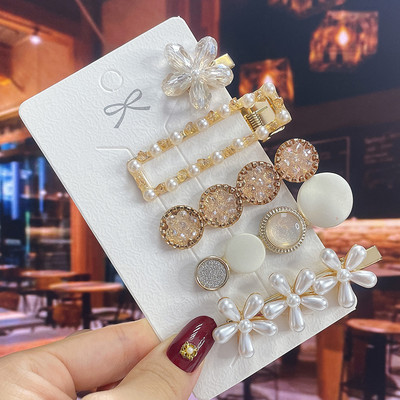 Комплект от 3/5 бр. Нови кристални щипки за коса за жени Модни шноли за коса Модерни геометрични фиби Шапки Модни аксесоари за коса