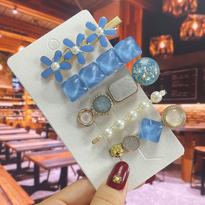 Комплект от 3/5 бр. Нови кристални щипки за коса за жени Модни шноли за коса Модерни геометрични фиби Шапки Модни аксесоари за коса