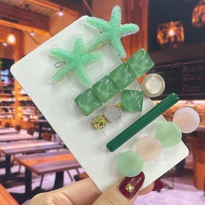 Комплект от 3/5 бр. Нови кристални щипки за коса за жени Модни шноли за коса Модерни геометрични фиби Шапки Модни аксесоари за коса