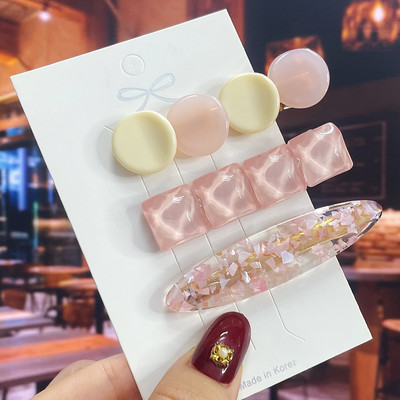 Комплект от 3/5 бр. Нови кристални щипки за коса за жени Модни шноли за коса Модерни геометрични фиби Шапки Модни аксесоари за коса