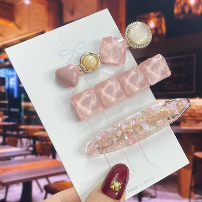 Комплект от 3/5 бр. Нови кристални щипки за коса за жени Модни шноли за коса Модерни геометрични фиби Шапки Модни аксесоари за коса