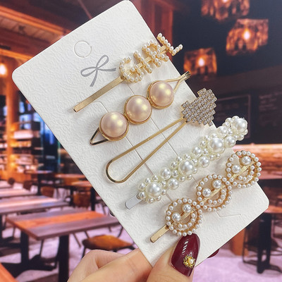 Комплект от 3/5 бр. Нови кристални щипки за коса за жени Модни шноли за коса Модерни геометрични фиби Шапки Модни аксесоари за коса