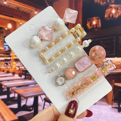 Комплект от 3/5 бр. Нови кристални щипки за коса за жени Модни шноли за коса Модерни геометрични фиби Шапки Модни аксесоари за коса