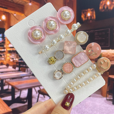 Комплект от 3/5 бр. Нови кристални щипки за коса за жени Модни шноли за коса Модерни геометрични фиби Шапки Модни аксесоари за коса