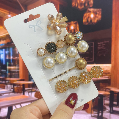 Комплект от 3/5 бр. Нови кристални щипки за коса за жени Модни шноли за коса Модерни геометрични фиби Шапки Модни аксесоари за коса