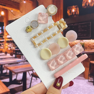 Комплект от 3/5 бр. Нови кристални щипки за коса за жени Модни шноли за коса Модерни геометрични фиби Шапки Модни аксесоари за коса