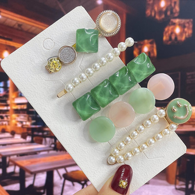 Комплект от 3/5 бр. Нови кристални щипки за коса за жени Модни шноли за коса Модерни геометрични фиби Шапки Модни аксесоари за коса