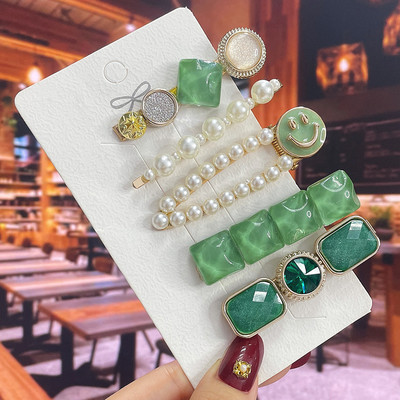 Комплект от 3/5 бр. Нови кристални щипки за коса за жени Модни шноли за коса Модерни геометрични фиби Шапки Модни аксесоари за коса