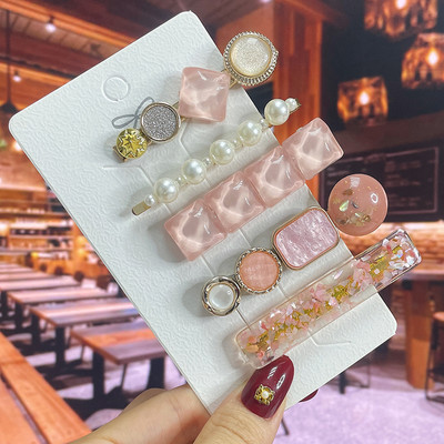 Комплект от 3/5 бр. Нови кристални щипки за коса за жени Модни шноли за коса Модерни геометрични фиби Шапки Модни аксесоари за коса