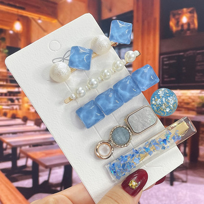 Комплект от 3/5 бр. Нови кристални щипки за коса за жени Модни шноли за коса Модерни геометрични фиби Шапки Модни аксесоари за коса