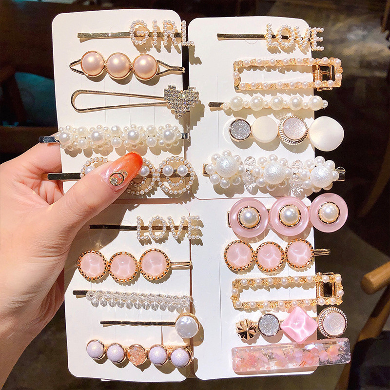 Комплект от 3/5 бр. Нови кристални щипки за коса за жени Модни шноли за коса Модерни геометрични фиби Шапки Модни аксесоари за коса