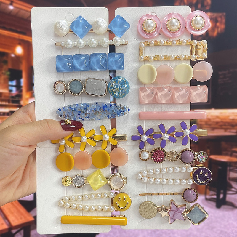 Комплект от 3/5 бр. Нови кристални щипки за коса за жени Модни шноли за коса Модерни геометрични фиби Шапки Модни аксесоари за коса