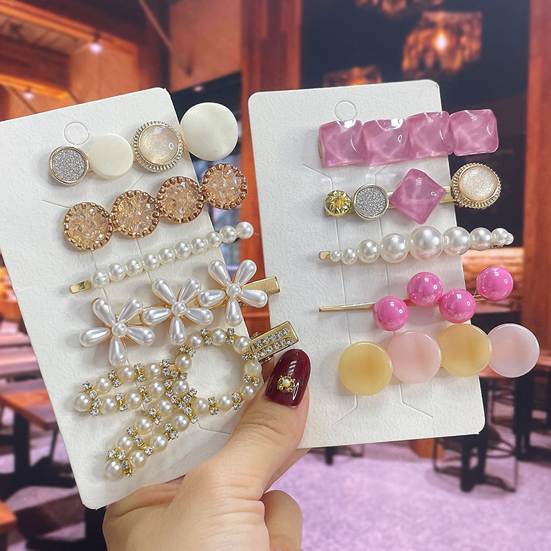 Комплект от 3/5 бр. Нови кристални щипки за коса за жени Модни шноли за коса Модерни геометрични фиби Шапки Модни аксесоари за коса