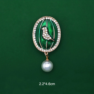 Модна модерна сплав емайлирана брошка с бели флорални листа Брошка с момина сълза Игла с високо качество на бижута за жени Катарама за шал