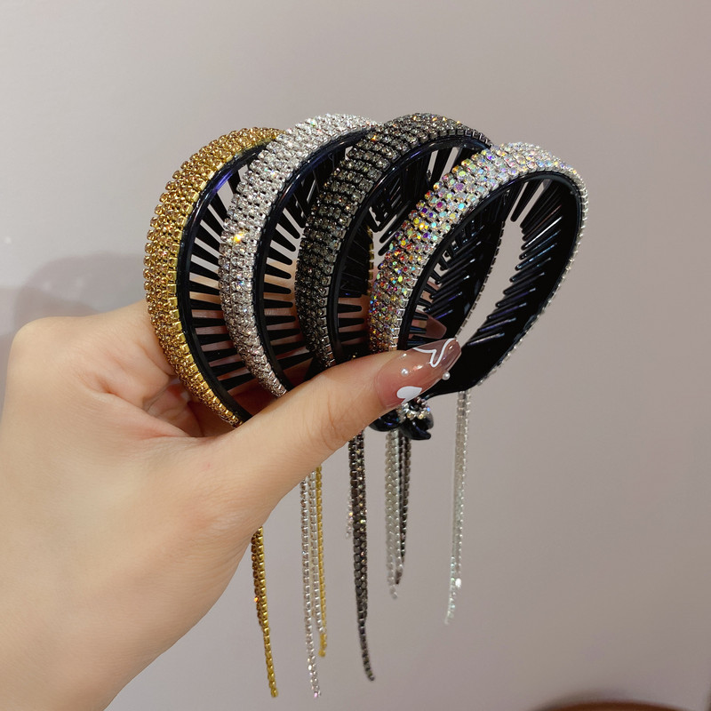 Femei Elegante De Lux Stras Cicuri Coada De Cal Gheare De Par Lady Sweet Clips De Par Bandita Accesorii De Par Moda