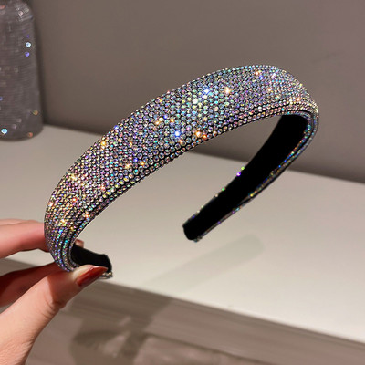 FYUAN Bentite strălucitoare cu strasuri, benzi de păr de culoare argintie, catifea, pentru femei, accesorii pentru păr, bijuterii, cadouri
