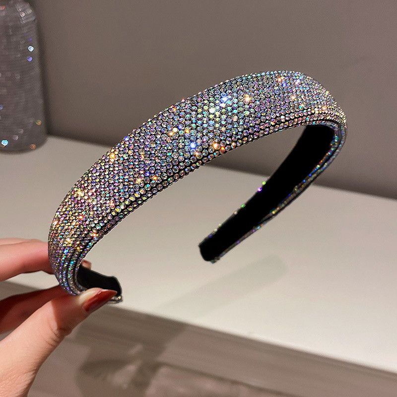 FYUAN Bentite strălucitoare cu strasuri, benzi de păr de culoare argintie, catifea, pentru femei, accesorii pentru păr, bijuterii, cadouri
