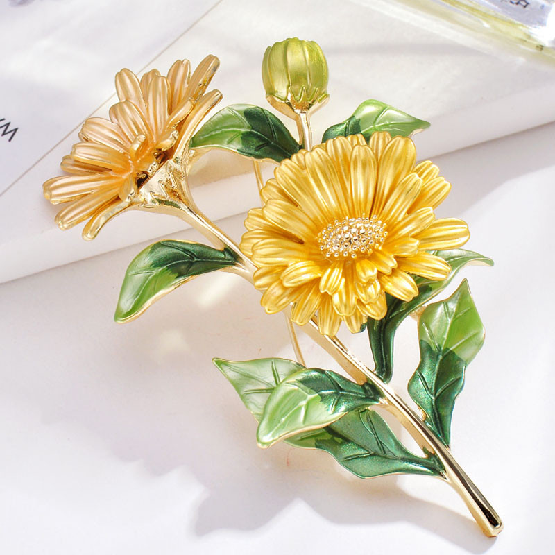 Buchet de margarete roz mov Broșe emailate flori de metal nunți banchet ace pentru femei și bărbați