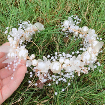 Fashion Pearl Flower Headband Νυφικό στέμμα γάμου Αξεσουάρ για τα μαλλιά Ζάντα μαλλιών Tiara Crystal Headpiece Κοσμήματα για τα μαλλιά