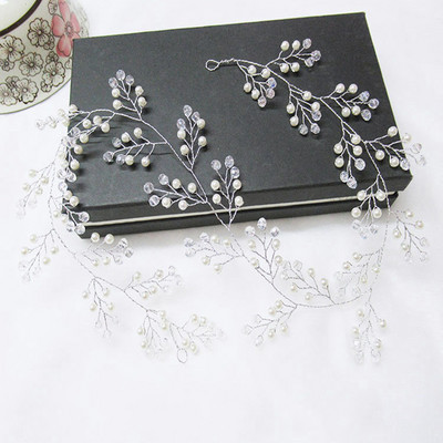 Fashion Pearl Flower Bandită Mireasă Nuntă Coroană Accesorii pentru păr Bandă de păr Tiara Cristal Cască Bijuterii pentru păr