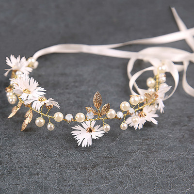 Fashion Pearl Flower Bandită Mireasă Nuntă Coroană Accesorii pentru păr Bandă de păr Tiara Cristal Cască Bijuterii pentru păr