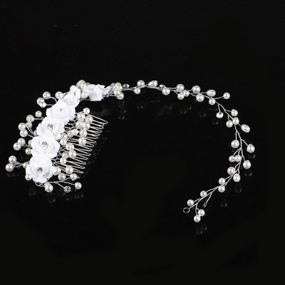 Fashion Pearl Flower Bandită Mireasă Nuntă Coroană Accesorii pentru păr Bandă de păr Tiara Cristal Cască Bijuterii pentru păr