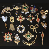 Halloween Vintage baroc placat cu aur cu strasuri de cristal imitație de perle Broșă cu sceptru de flori pentru femei cadou de bijuterii