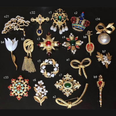 Halovīni vintage baroka zelta krāsā pārklāti ar kristāla rhinestones pērļu imitācijas piespraudes Ziedu skeptra sakta sievietēm rotaslietas dāvana
