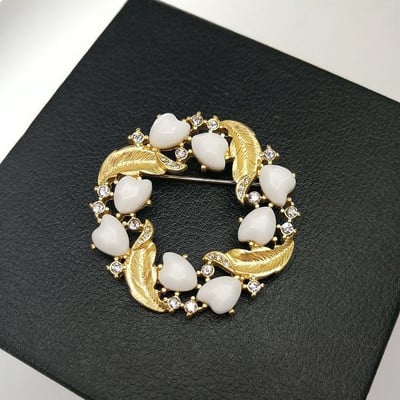 Halloween Vintage baroc placat cu aur cu strasuri de cristal imitație de perle Broșă cu sceptru de flori pentru femei cadou de bijuterii