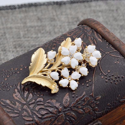 Halloween Vintage baroc placat cu aur cu strasuri de cristal imitație de perle Broșă cu sceptru de flori pentru femei cadou de bijuterii