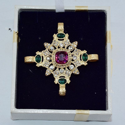 Halloween Vintage baroc placat cu aur cu strasuri de cristal imitație de perle Broșă cu sceptru de flori pentru femei cadou de bijuterii