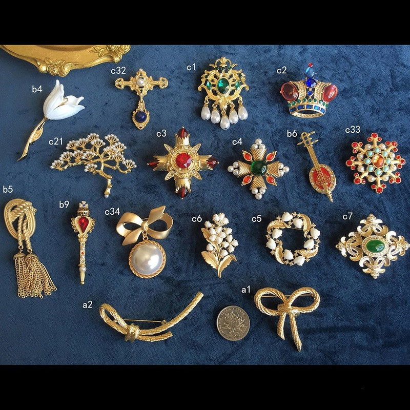 Halloween Vintage baroc placat cu aur cu strasuri de cristal imitație de perle Broșă cu sceptru de flori pentru femei cadou de bijuterii