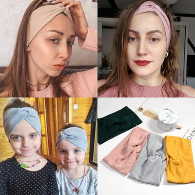 27 стила Модна памучна лента за глава за жени Момиче Бебешка лента за коса 2022 Еластични ленти за глава с възли Twist Модни кръстосани аксесоари за коса