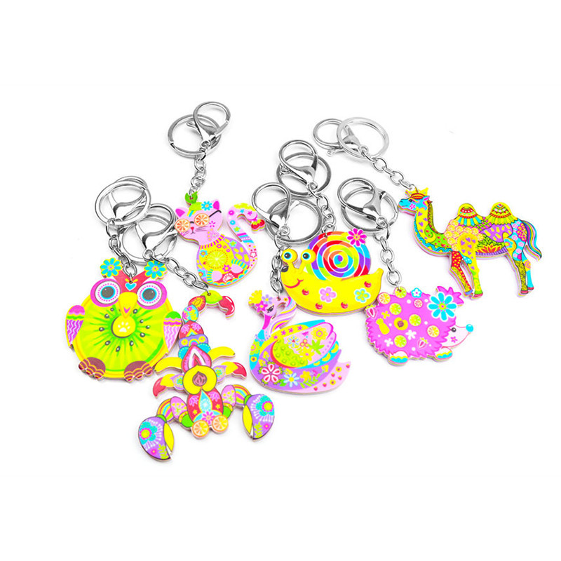 Akrilo gyvūnų papuošalai raktų pakabukas moterims mergaitei krepšys automobilio raktų rankinė taksas šuo katė pelėda sraigė skorpionas žavesio raktų pakabukas Dovana